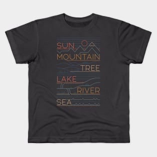 Sun, Mountain, Tree Kids T-Shirt